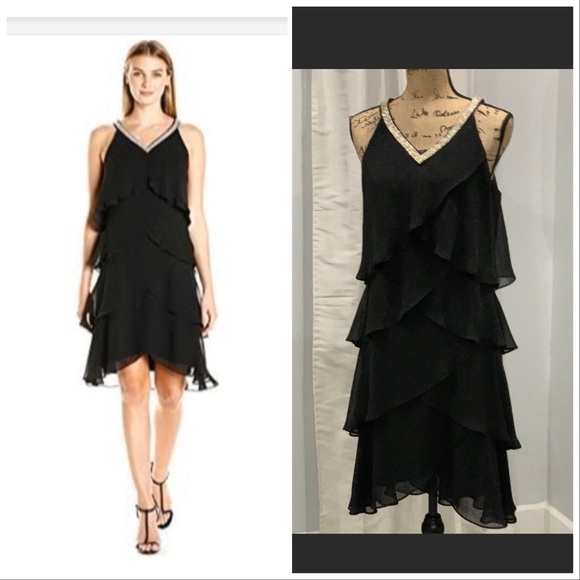 SL Fashions Dresses & Skirts - SL Fashions of NY black tiered dress bejeweled 12
